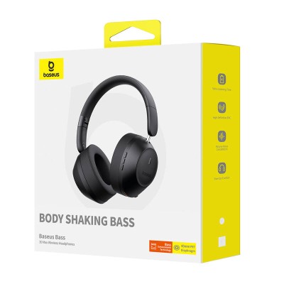 Baseus Bass 30 Max vezeték nélküli  Bluetooth 5.3 fejhallgató  (fekete)