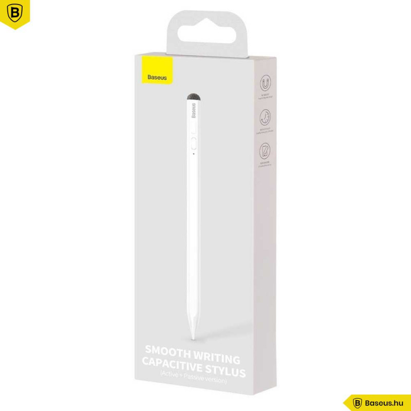 Baseus 2in1 kapacitív toll iPadhez (aktív + passzív verzió) - Fehér