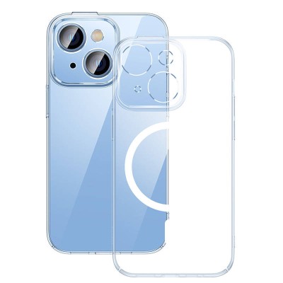Baseus Crystal iPhone 14 Plus Átlátszó mágneses tok + üvegfólia