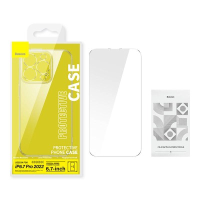 Baseus Crystal Átlátszó mágneses tok és üvegfólia iPhone 14 Pro Max