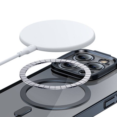 Baseus Glitter iPhone 14 Pro Átlátszó mágneses telefontok + üvegfólia (fekete)