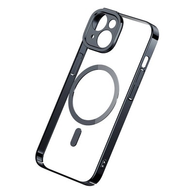 Baseus Glitter iPhone 14 Plus átlátszó mágneses telefontok + üvegfólia (fekete)