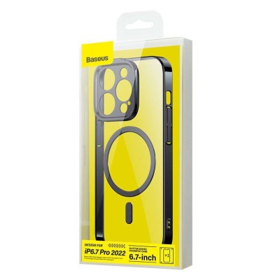 Baseus Glitter mágneses telefontok iPhone 14 Pro Max-hoz (fekete) + edzett üveg + tisztító készlet