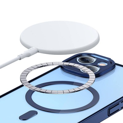 Baseus Glitter iPhone 14 Plus átlátszó mágneses telefontok + üvegfólia (kék)