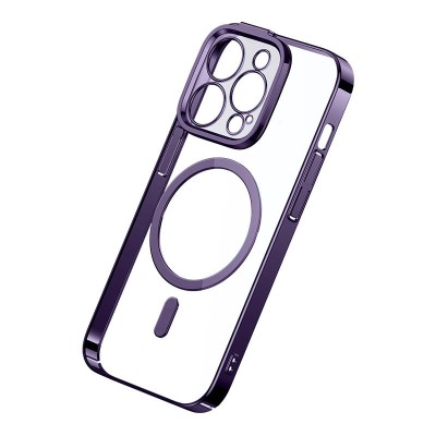 Baseus Glitter iPhone 14 Pro Mágneses telefontok, üvegfólia, tisztítókészlet (lila)