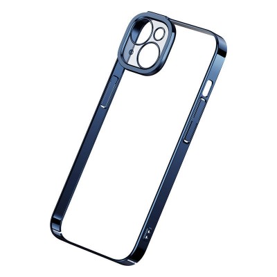 Baseus Glitter iPhone 14 Átlátszó tok + edzett üvegfólia (kék)