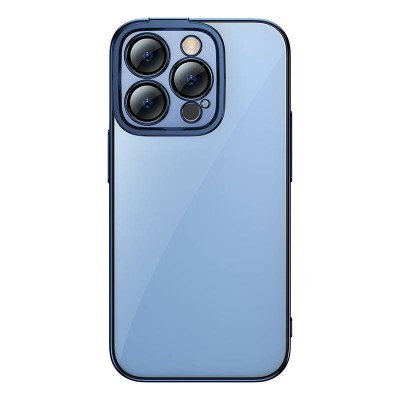 Baseus Glitter iPhone 14 Pro Átlátszó tok + edzett üvegfólia (kék)