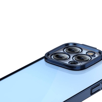 Baseus Glitter iPhone 14 Pro Átlátszó tok + edzett üvegfólia (kék)