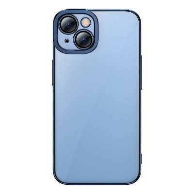 Baseus Glitter iPhone 14 Plus Átlátszó tok + edzett üvegfólia (kék)