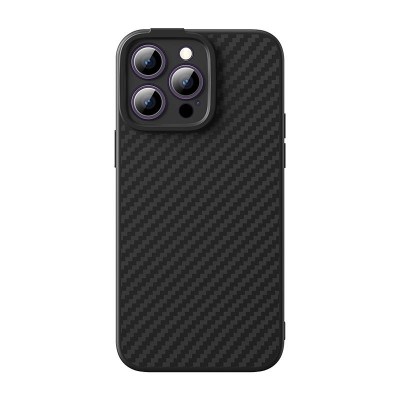 Baseus Synthetic Fiber Series (MagSafe) telefontok iPhone 14 Pro (fekete) + edzett üveg + tisztítókészlet
