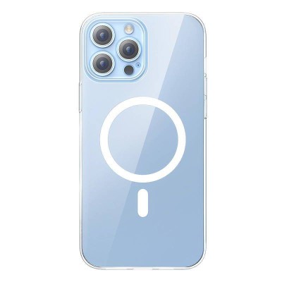 Baseus Crystal Clear mágneses telefontok iPhone 13 Pro-hoz (Átlátszó), Edzett üveg kijelzővédő fólia + Tisztító készlet