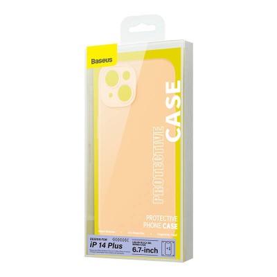 Baseus Liquid Silica iPhone 14 Plus tok, edzett üvegfólia és tisztítókészlet (sárga)