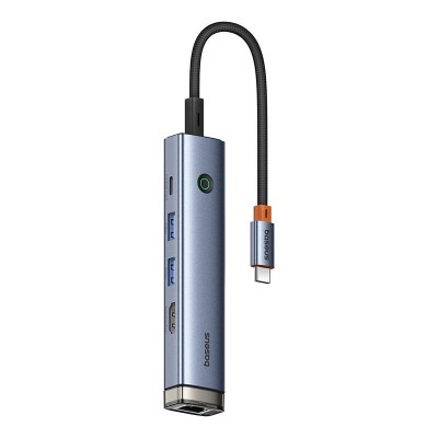 Baseus UltraJoy Series 5-Port HUB AIR, USB-C - HDMI, USB3.0x2, PD, RJ45 (szürke)