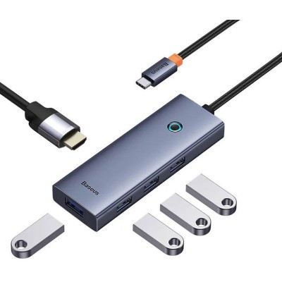 Baseus UltraJoy 5 az 1 HUB (1xHDMI4K@30Hz + 4x USB 3.0) szürke