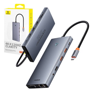 Baseus PortalJoy Hub 13 az 1-ben  USB-C / HDMI+DP+VGA+C+USB+PD+RJ45+SD/TF+3,5 mm (szürke)