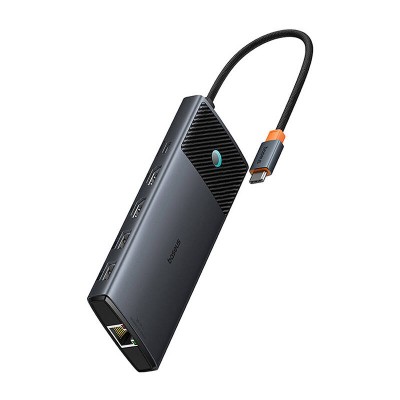 Baseus Adapter Hub 10 az 1-ben USB-C - 2xHDMI, 3xUSB-A, USB-C, RJ45, SD/TF, PD (fekete)