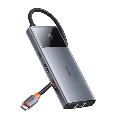 Baseus Metal Gleam Series II USB HUB 6 az 1-ben USB-A/USB-C/USB-C PD/HDMI/RJ45 - fekete