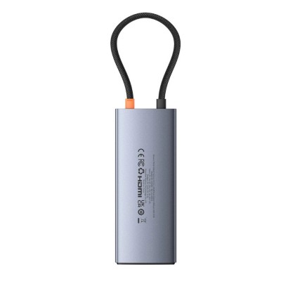 Baseus Metal Gleam Series II USB HUB 6 az 1-ben USB-A/USB-C/USB-C PD/HDMI/RJ45 - fekete