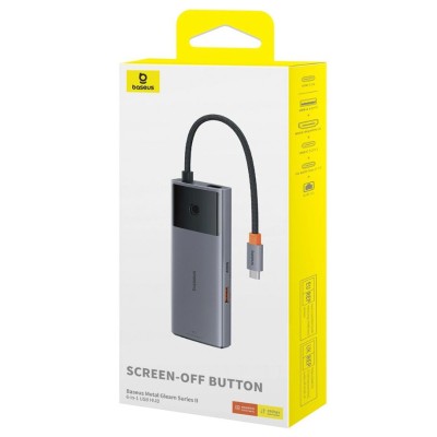 Baseus Metal Gleam Series II USB HUB 6 az 1-ben USB-A/USB-C/USB-C PD/HDMI/RJ45 - fekete