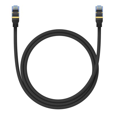 Baseus fonott hálózati kábel Cat.7, Ethernet RJ45, 10Gbps, 1m (fekete)