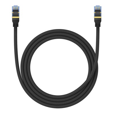 Baseus fonott hálózati kábel Cat.7, Ethernet RJ45, 10Gbps, 1.5m (fekete) 