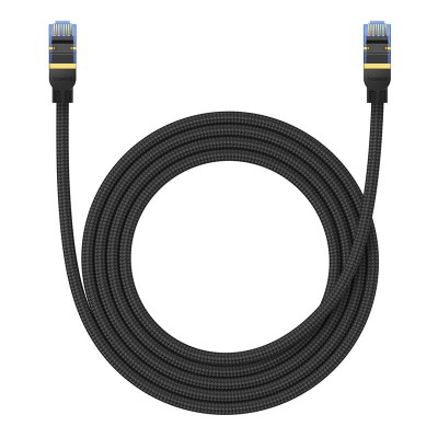 Baseus fonott hálózati kábel Cat.7, Ethernet RJ45, 10Gbps, 2m (fekete) 