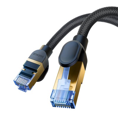 Baseus fonott hálózati kábel Cat.7, Ethernet RJ45, 10Gbps, 2m (fekete) 