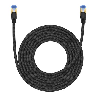 Baseus fonott hálózati kábel Cat.7, Ethernet RJ45, 10Gbps, 5m (fekete)