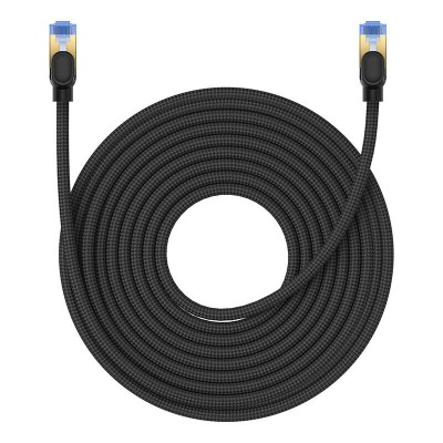 Baseus fonott hálózati kábel Cat.7, Ethernet RJ45, 10Gbps, 15m (fekete) 