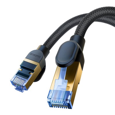 Baseus fonott hálózati kábel Cat.7, Ethernet RJ45, 10Gbps, 15m (fekete) 
