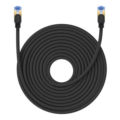Baseus fonott hálózati kábel Cat.7, Ethernet RJ45, 10Gbps, 20m (fekete) 