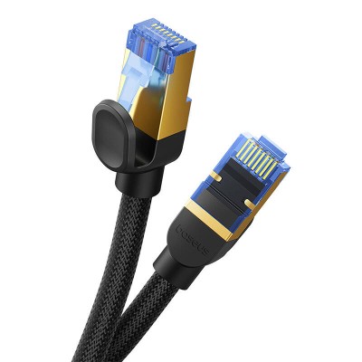 Baseus fonott hálózati kábel Cat.7, Ethernet RJ45, 10Gbps, 20m (fekete) 