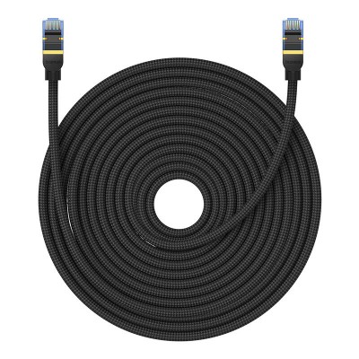 Baseus fonott hálózati kábel Cat.7, Ethernet RJ45, 10Gbps, 25m (fekete)
