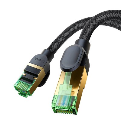 Baseus fonott hálózati kábel Cat.8, Ethernet RJ45, 40 Gbps, 10m (fekete)