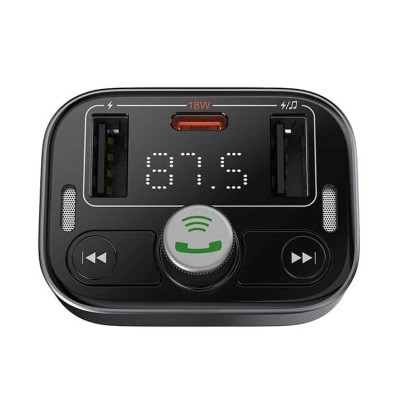 Baseus S-09 Pro, Bluetooth FM Transmitter, töltő, kihangosító (fekete)