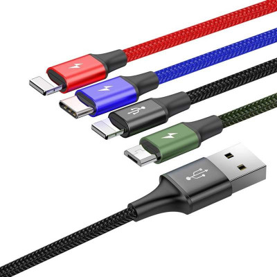 Baseus Fast 4 az 1-ben USB-C / 2x Lightning / Micro 3,5A 1,2 m-es kábel, fekete