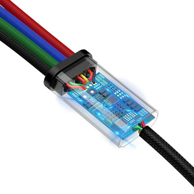 Baseus Fast 4 az 1-ben USB-C / 2x Lightning / Micro 3,5A 1,2 m-es kábel, fekete