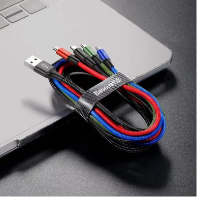 Baseus Fast 4 az 1-ben USB-kábel 2xUSB-C / Lightning / Micro 3,5A 1,2 m, fekete