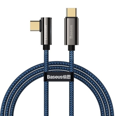 Baseus Legend USB-C - USB-C kábel 90 fokban döntött, 100W 5A 1m kék