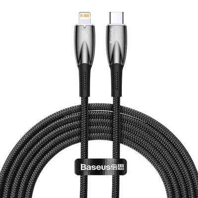 Baseus Glimmer series USB-C - Lightning töltőkábel, adatkábel, 20W  2m (fekete)