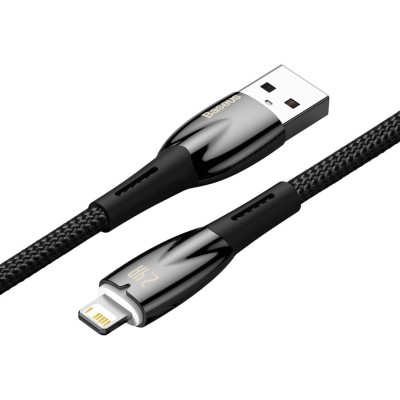 Baseus Glimmer series USB - Lightning töltőkábel, adatkábel, 2.4A, 1m (fekete)