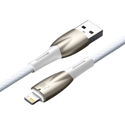 Baseus Glimmer series USB - Lightning töltőkábel, adatkábel, 2.4A, 1m (fehér)