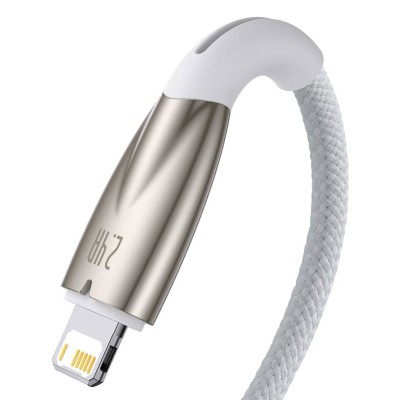 Baseus Glimmer series USB - Lightning töltőkábel, adatkábel, 2.4A, 1m (fehér)