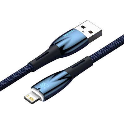Baseus Glimmer series USB - Lightning töltőkábel, adatkábel, 2.4A, 1m (kék)