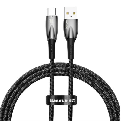 Baseus Glimmer, gyorstöltő kábel, USB-A - USB-C, 100W, 480Mbps, 1m, fekete