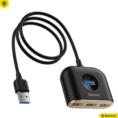 Baseus 4in1 USB hordozható adapter (USB - USB3.0*1+USB2.0*3) - Fekete