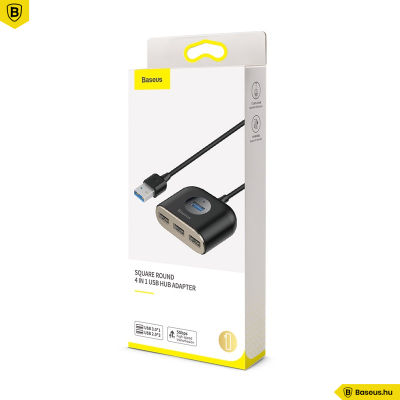 Baseus 4in1 USB hordozható adapter (USB - USB3.0*1+USB2.0*3) - Fekete