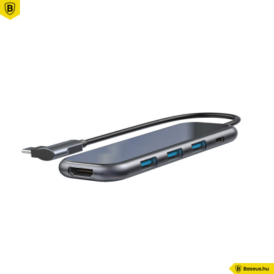Baseus Multifunkciós USB-C Hub - 3xUSB 3.0 - HDMi - PD - szürke