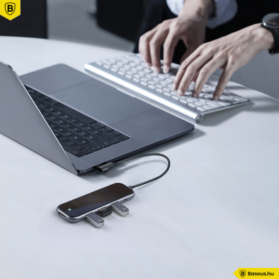 Baseus Multifunkciós USB-C Hub - 3xUSB 3.0 - HDMi - PD - szürke