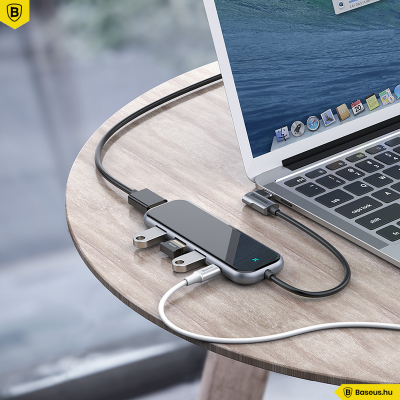 Baseus Multifunkciós USB-C Hub - 3xUSB 3.0 - HDMi - PD - szürke